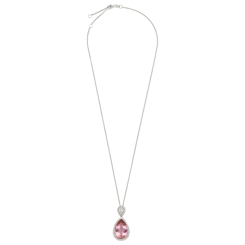 White Gold, 8.50ct Tourmaline and Diamond Pendant Necklace