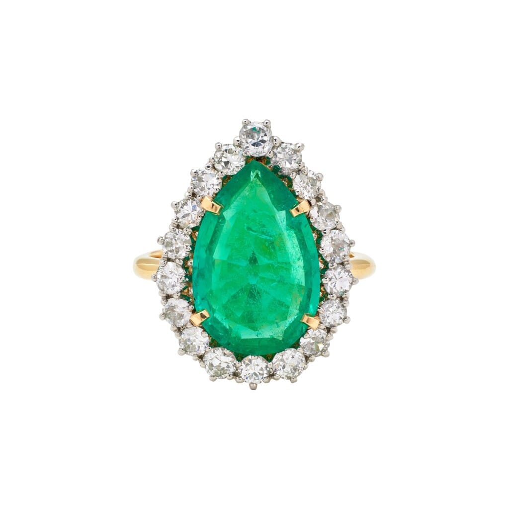 Gold, Platinum, 3.64ct Colombian Emerald and Diamond Ring
