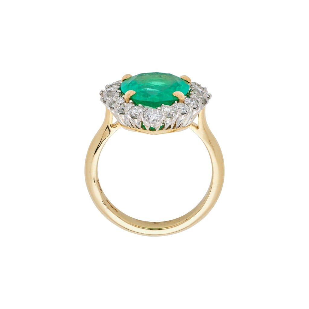 Gold, Platinum, 3.64ct Colombian Emerald and Diamond Ring