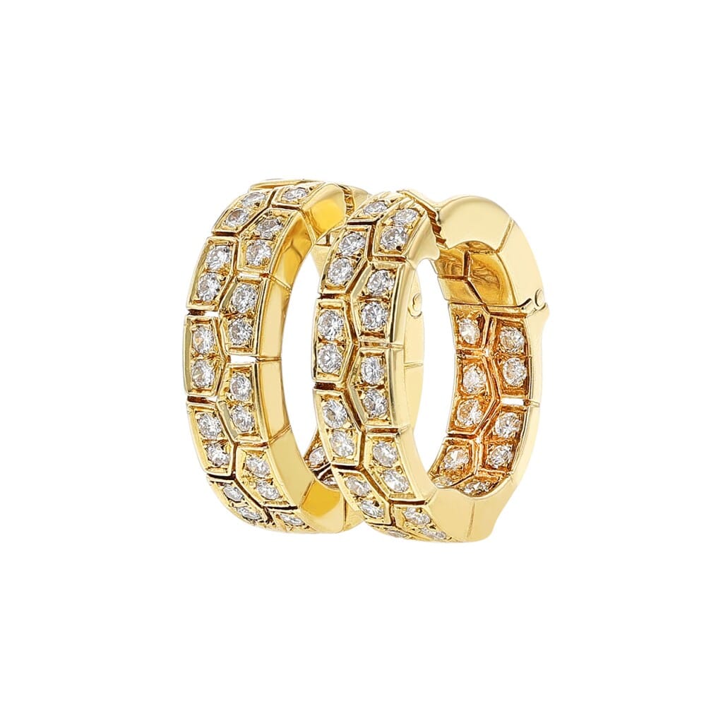 Gold and Diamond Hoop Earrings