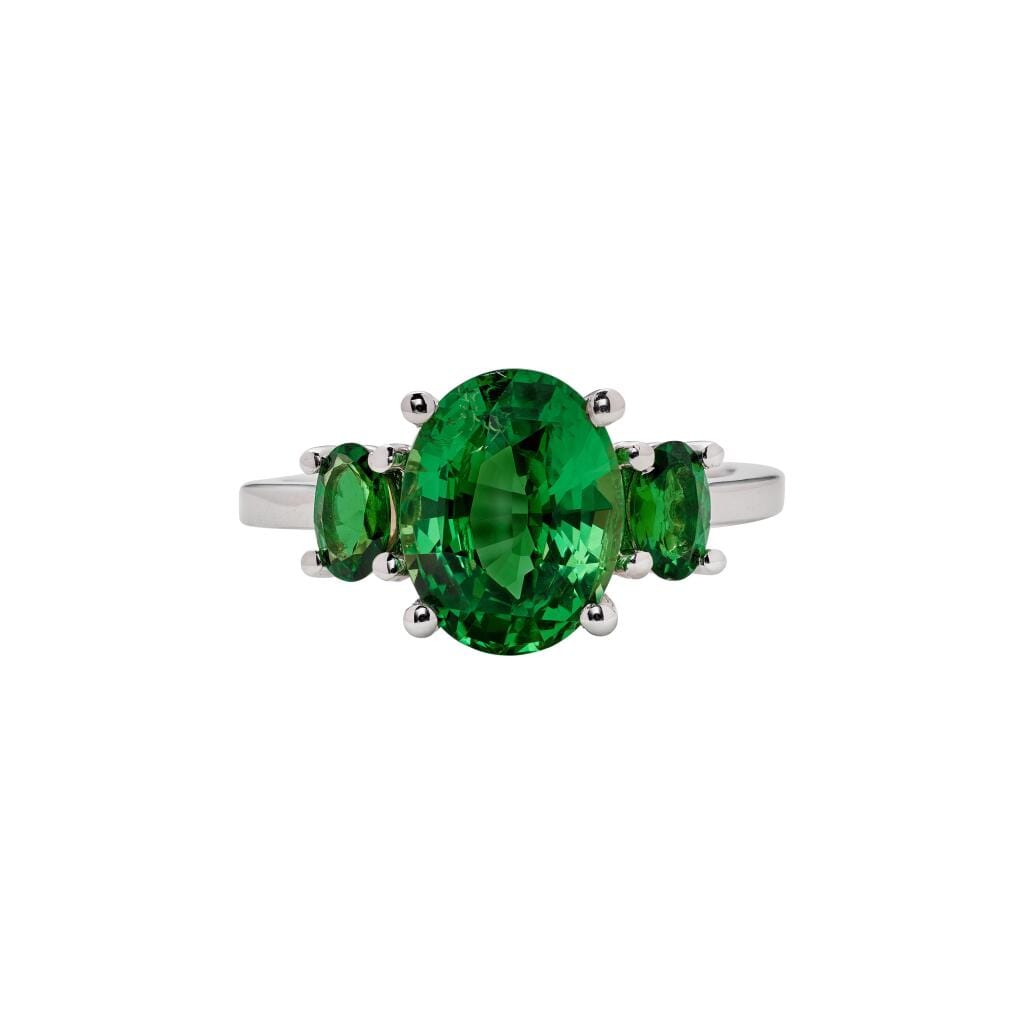 White Gold, 3.14ct Tsavorite Garnet and Tsavorite Garnet Ring