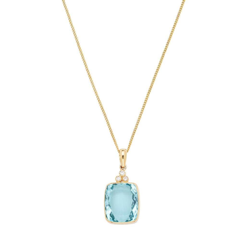 Gold, 20.00ct Aquamarine and Diamond Pendant Necklace