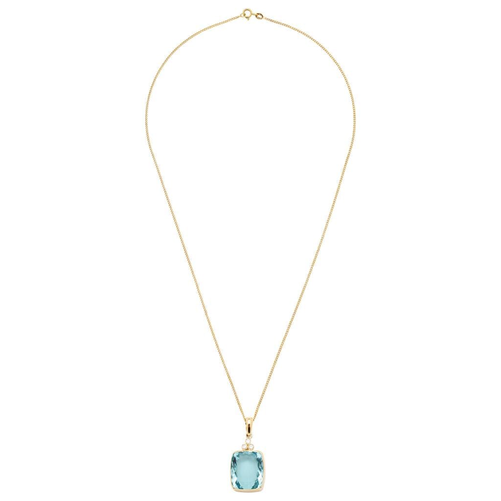 Gold, 20.00ct Aquamarine and Diamond Pendant Necklace