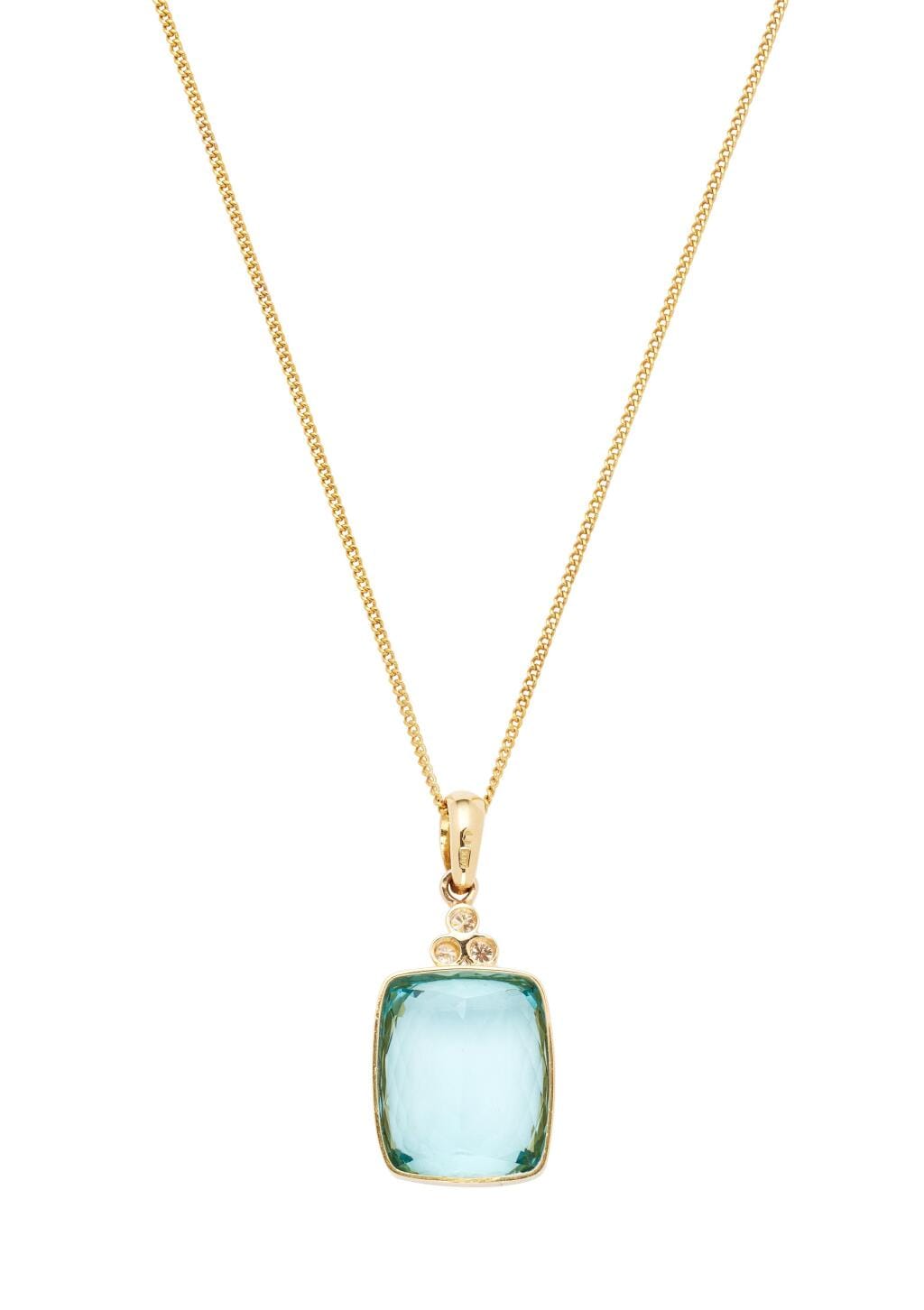 Gold, 20.00ct Aquamarine and Diamond Pendant Necklace