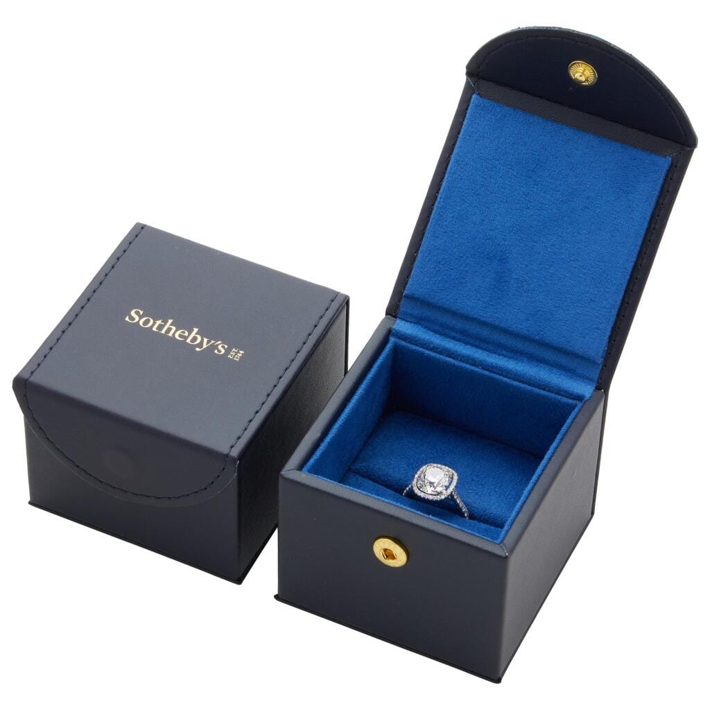 Platinum, 3.35ct Cushion Cut Diamond and Diamond Engagement Ring