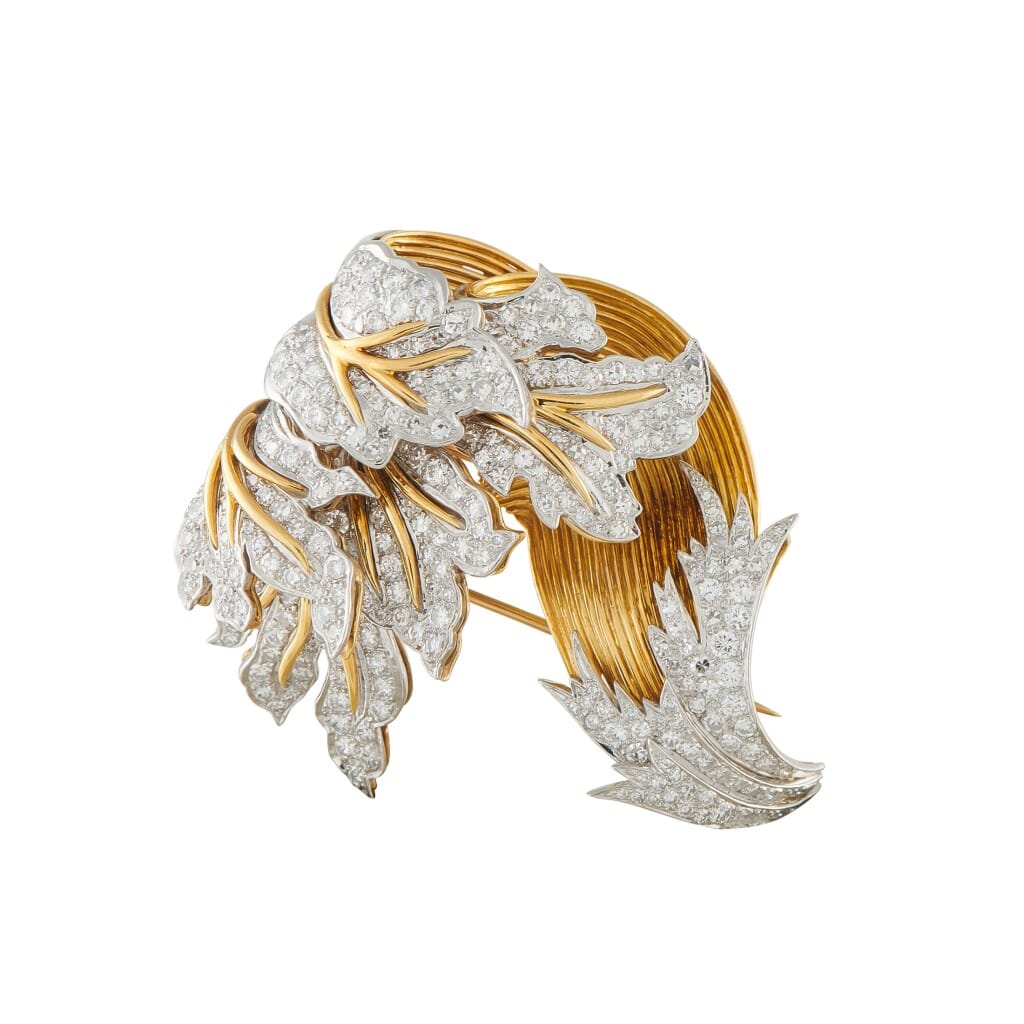 Gold, White Gold and Diamond Brooch