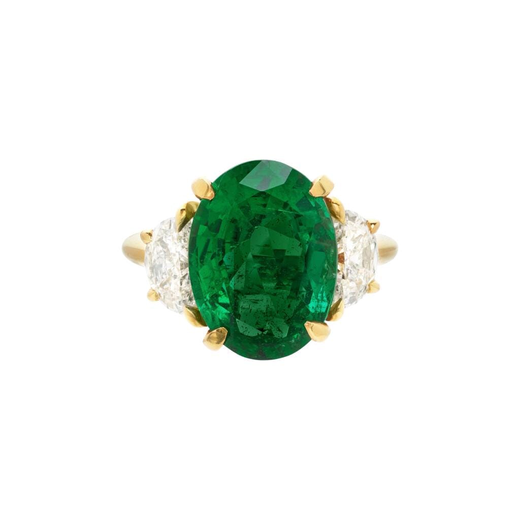 Gold, 5.05ct Zambian Emerald and Diamond Ring