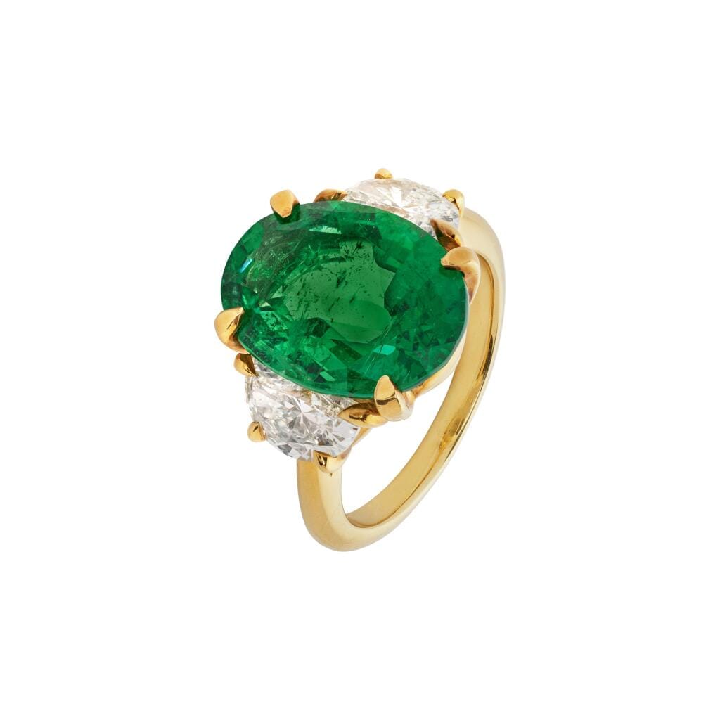Gold, 5.05ct Zambian Emerald and Diamond Ring