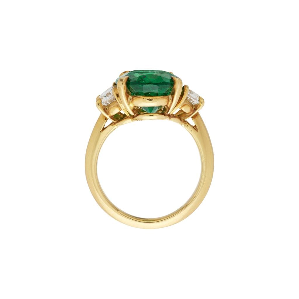 Gold, 5.05ct Zambian Emerald and Diamond Ring