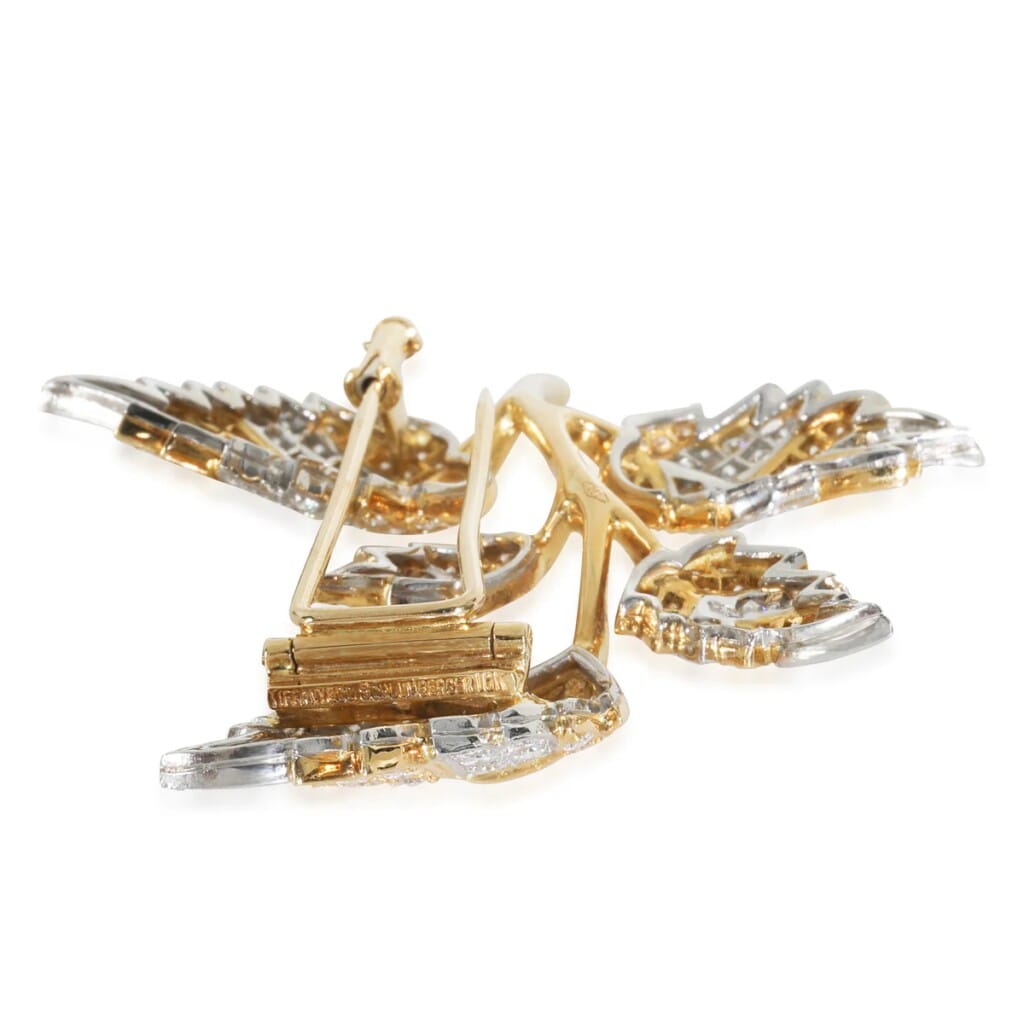 Gold, Platinum and Diamond 5 Leaf Brooch