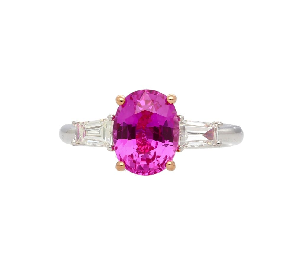White Gold, 3.20ct Madagascar Pink Sapphire and Diamond Ring