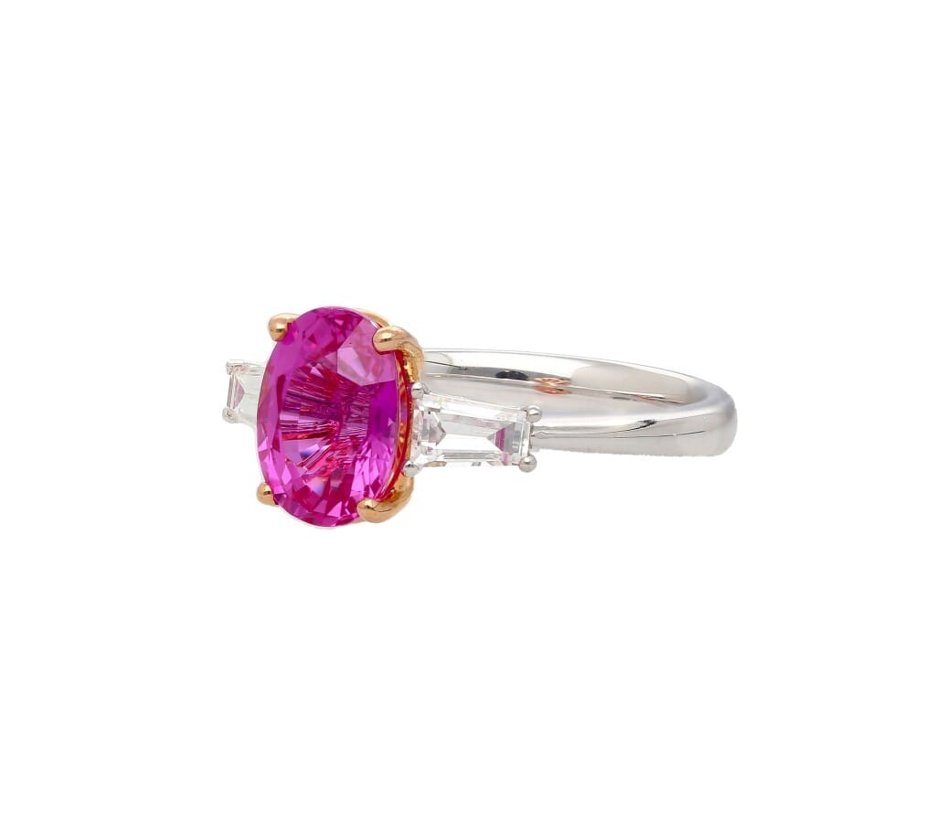 White Gold, 3.20ct Madagascar Pink Sapphire and Diamond Ring