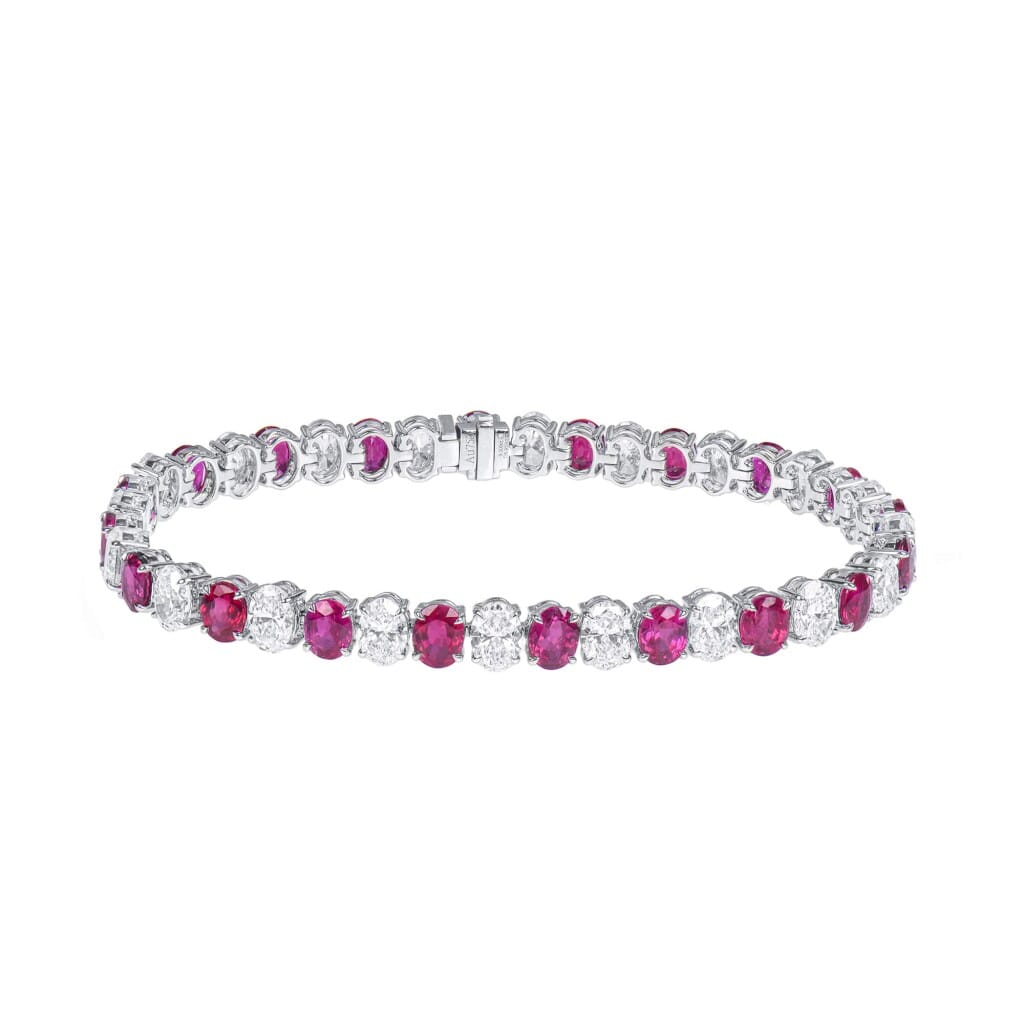 White Gold, 9.50ctw Ruby and 6.95ctw Diamond Tennis Bracelet