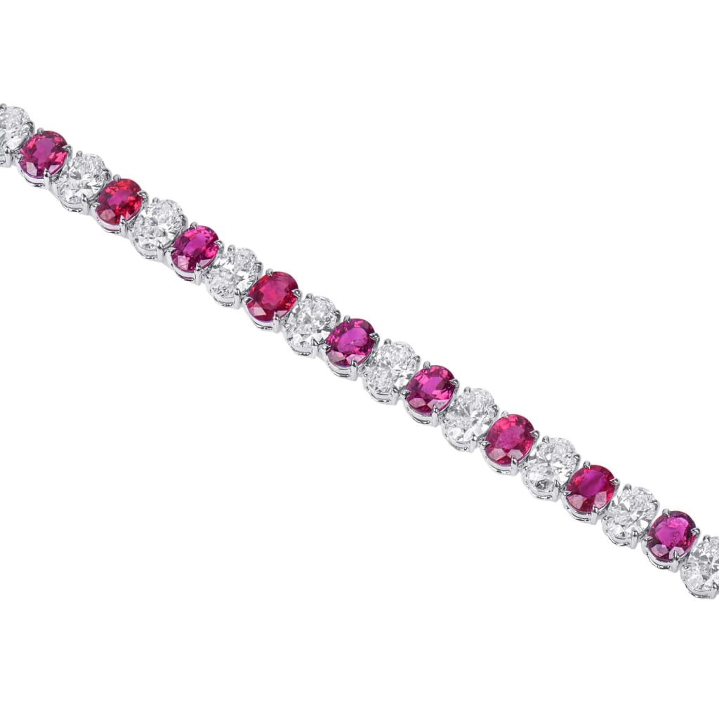 White Gold, 9.50ctw Ruby and 6.95ctw Diamond Tennis Bracelet