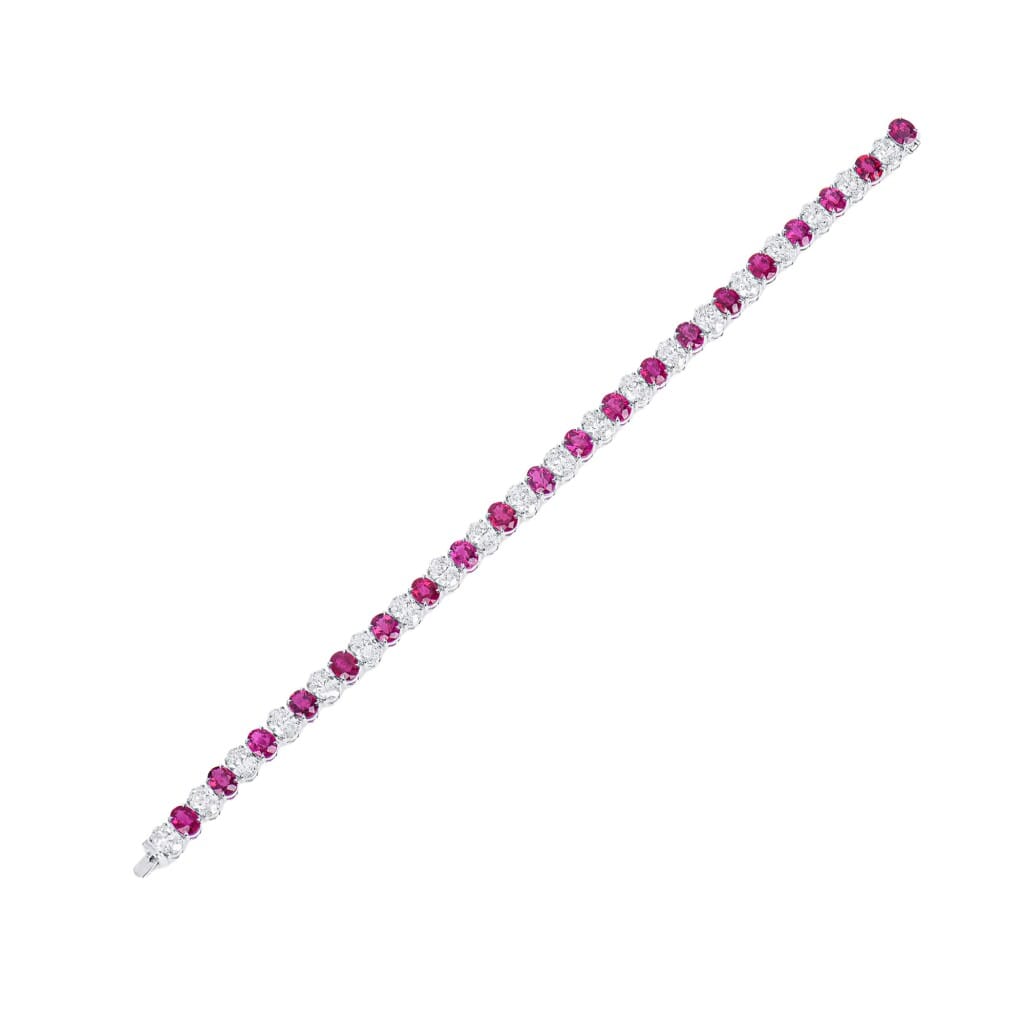 White Gold, 9.50ctw Ruby and 6.95ctw Diamond Tennis Bracelet