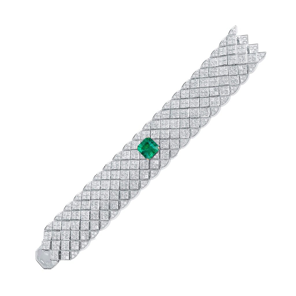 White Gold, 5.67ct Colombian Emerald and Diamond Bracelet