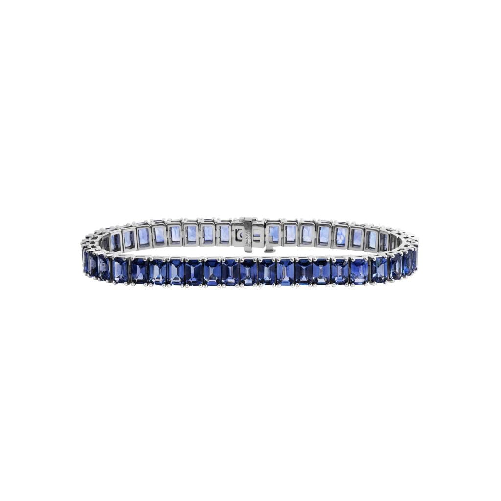 Platinum and 21.50ctw Sapphire Tennis Bracelet