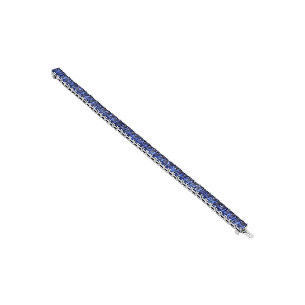 Platinum and 21.50ctw Sapphire Tennis Bracelet