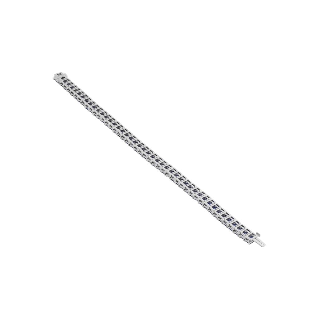 Platinum and 21.50ctw Sapphire Tennis Bracelet