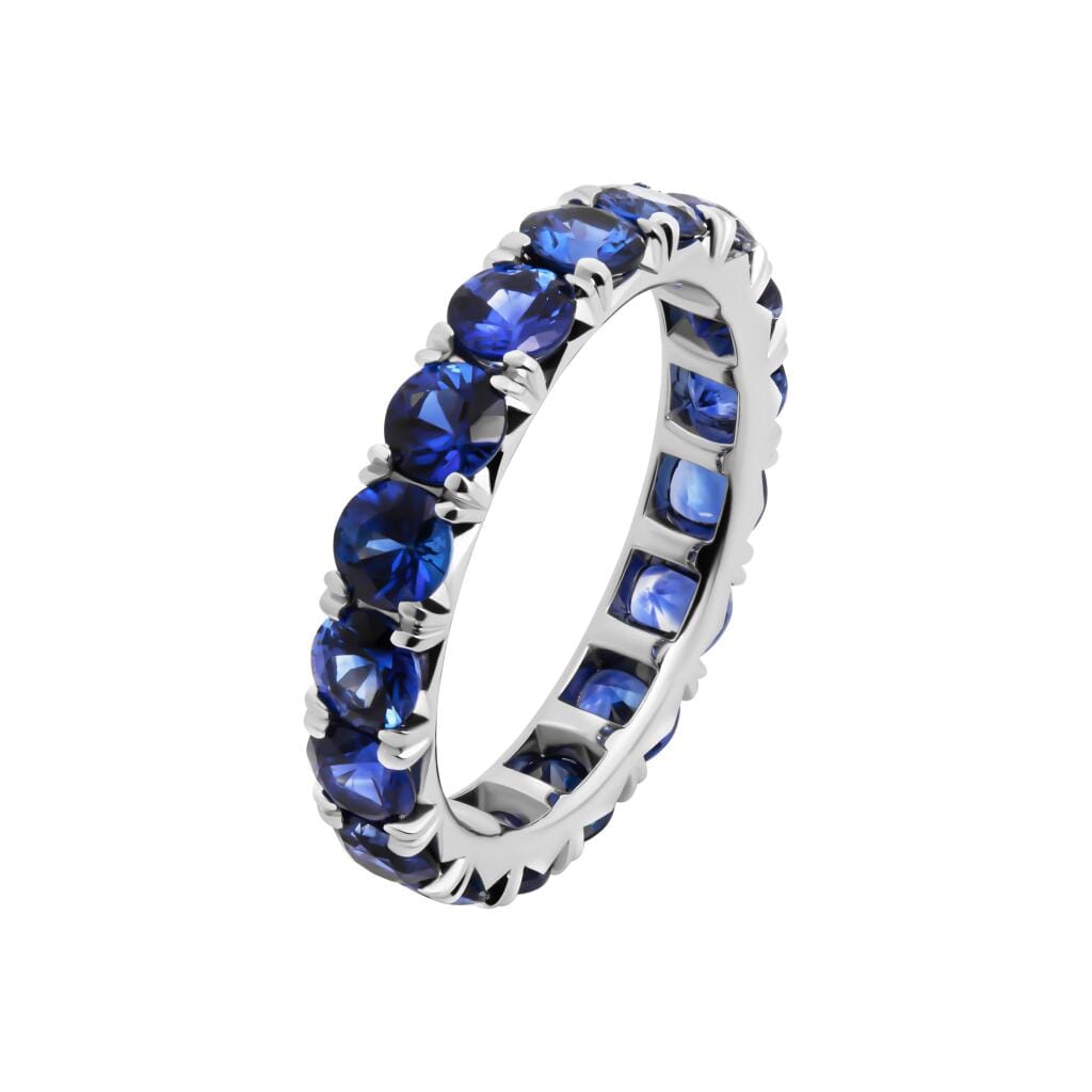 Platinum and 4.85ctw Sapphire Eternity Band Ring
