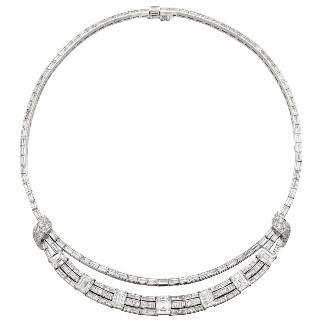 Platinum and 23.98ctw Diamond Collar Necklace