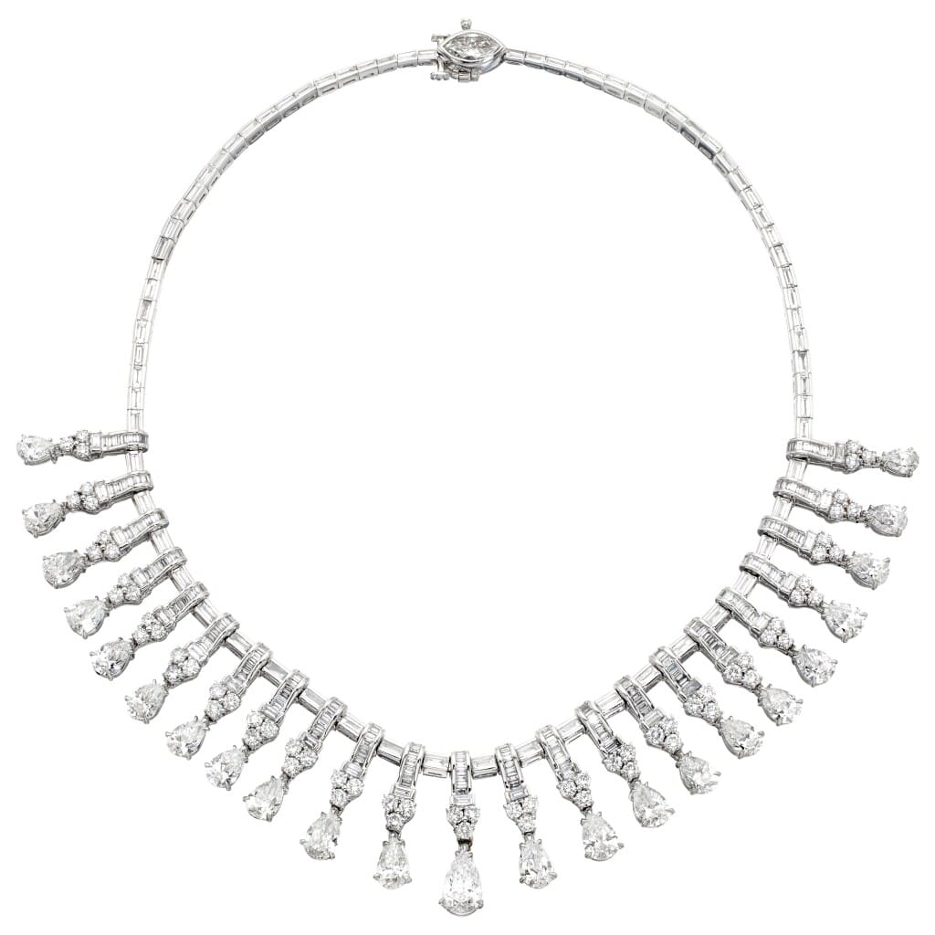 Platinum and 39.00ctw Fancy Cut Diamond Collar Necklace