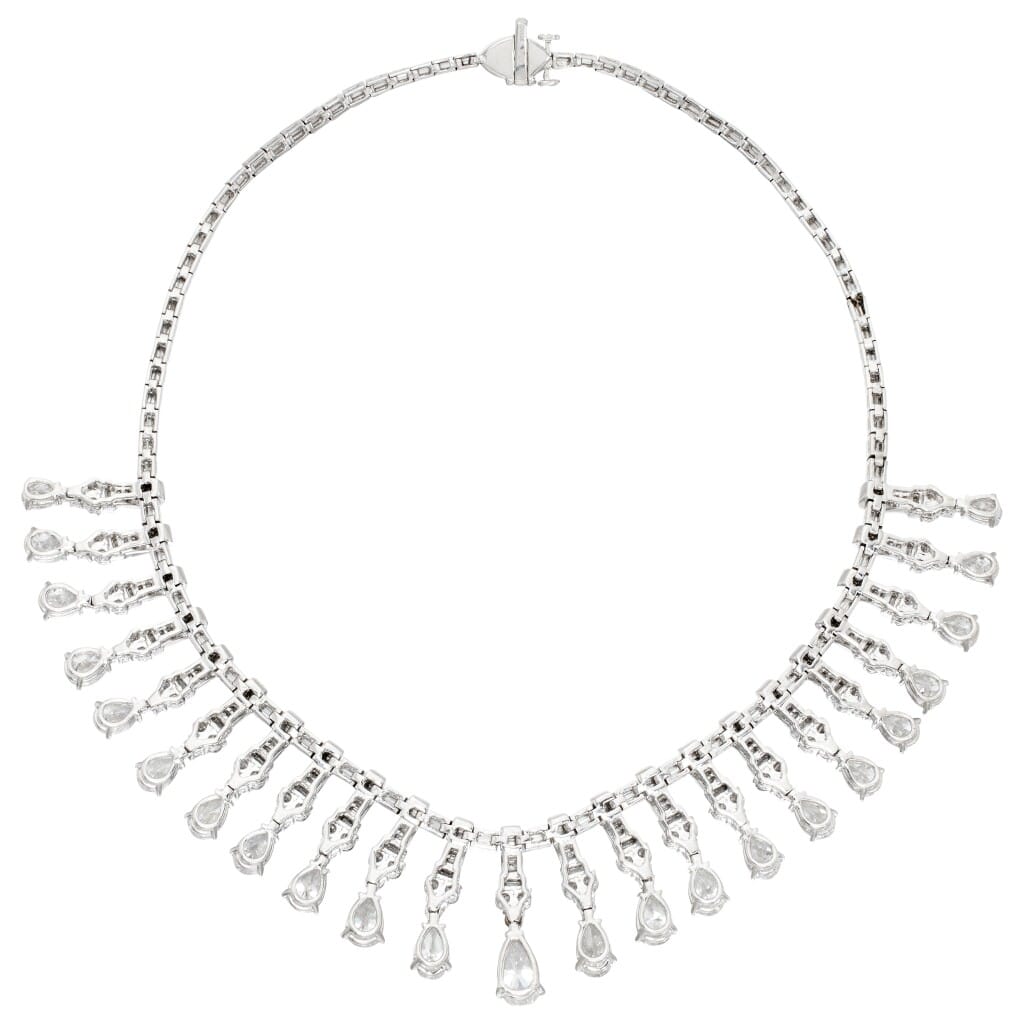 Platinum and 39.00ctw Fancy Cut Diamond Collar Necklace