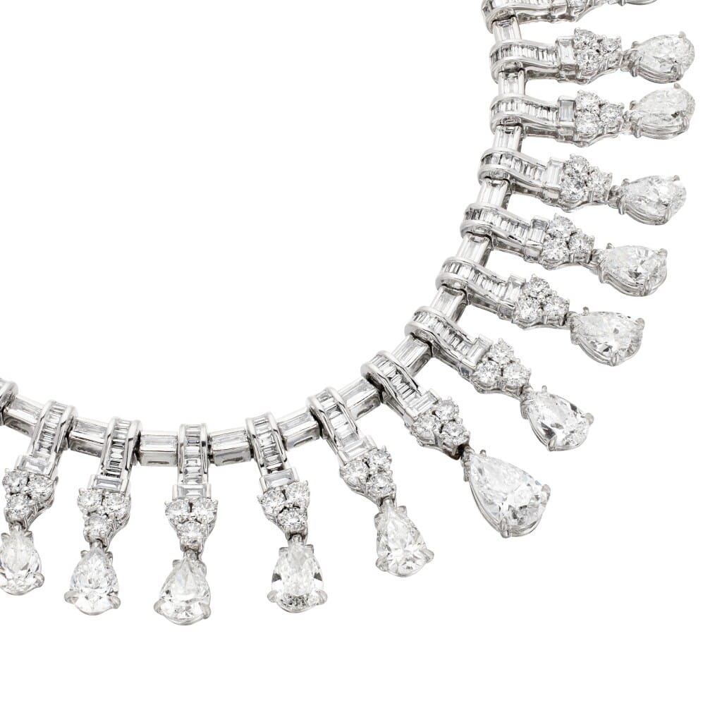 Platinum and 39.00ctw Fancy Cut Diamond Collar Necklace