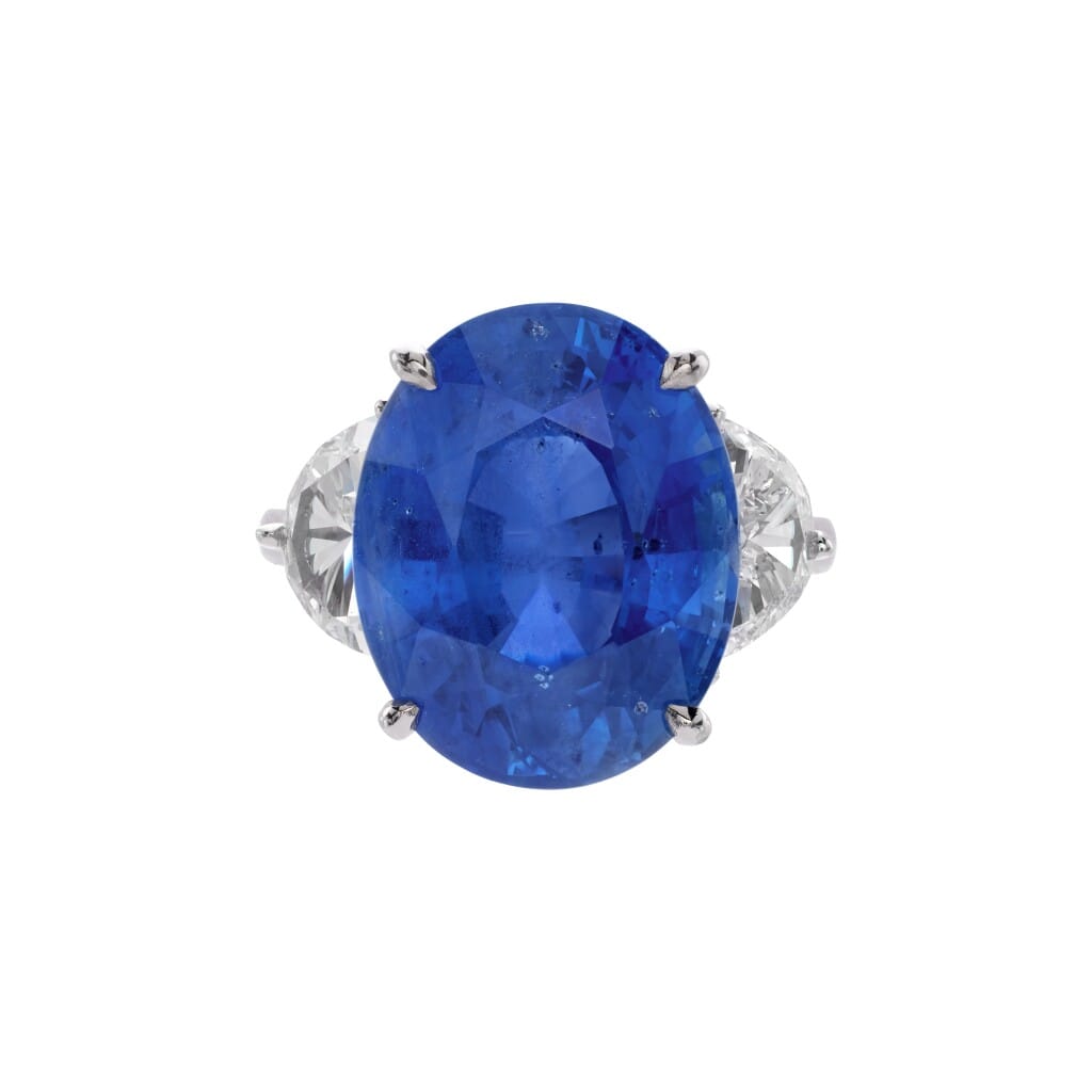 Platinum, 14.80ct Ceylon Sapphire and Diamond Ring