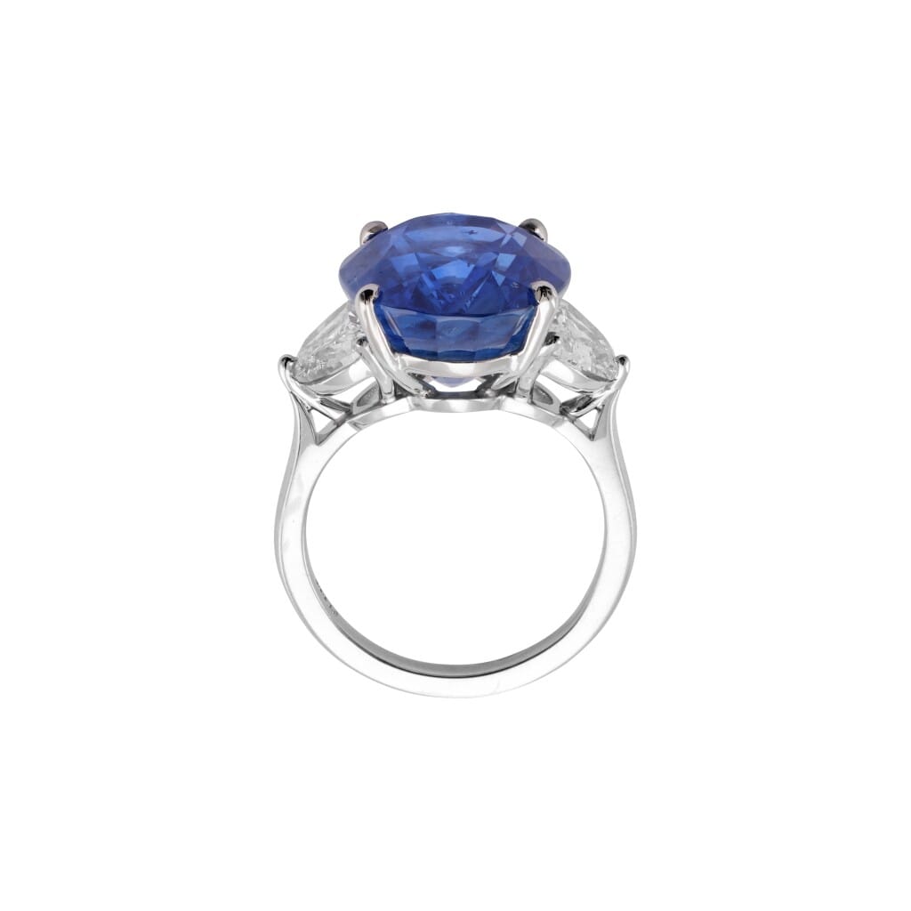 Platinum, 14.80ct Ceylon Sapphire and Diamond Ring
