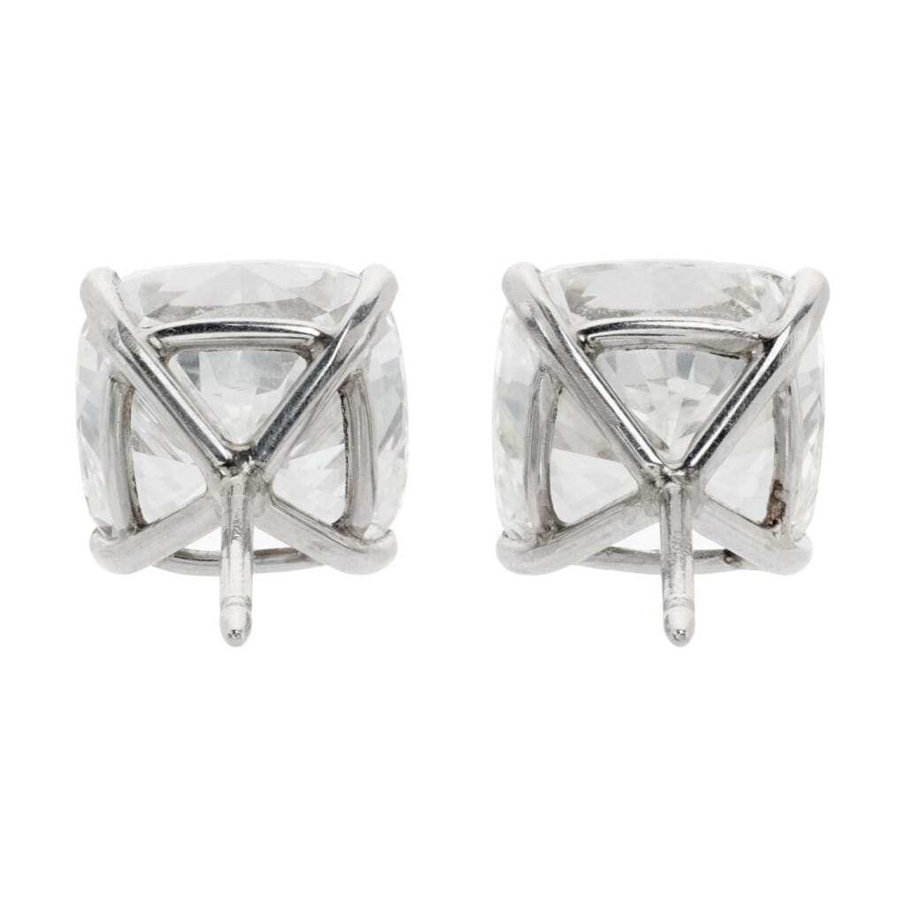 Platinum and 10.04ctw Cushion Cut Diamond Stud Earrings