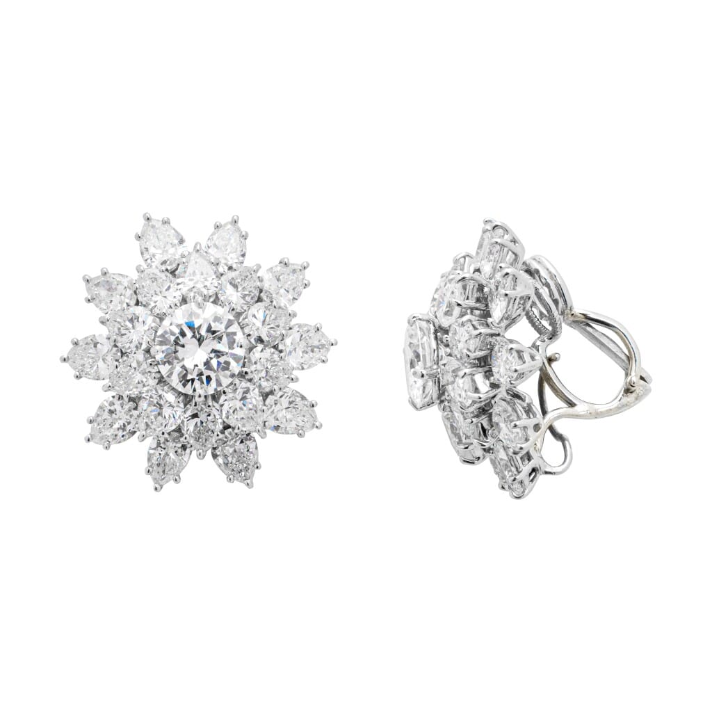 White Gold, 2.63ctw Round Brilliant Cut Diamond and Diamond Earclips