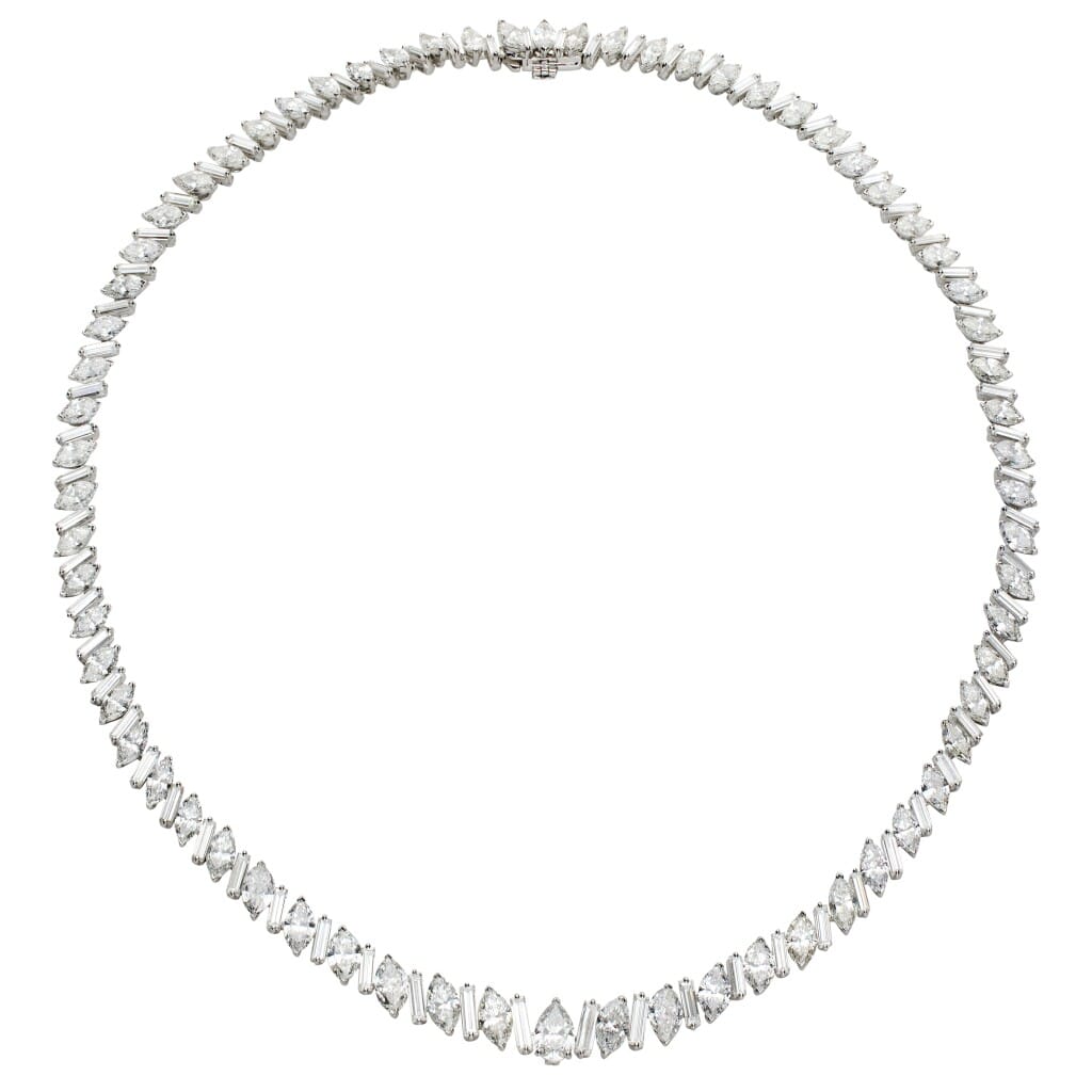 Platinum and 38.65ctw Fancy Cut Diamond Collar Necklace