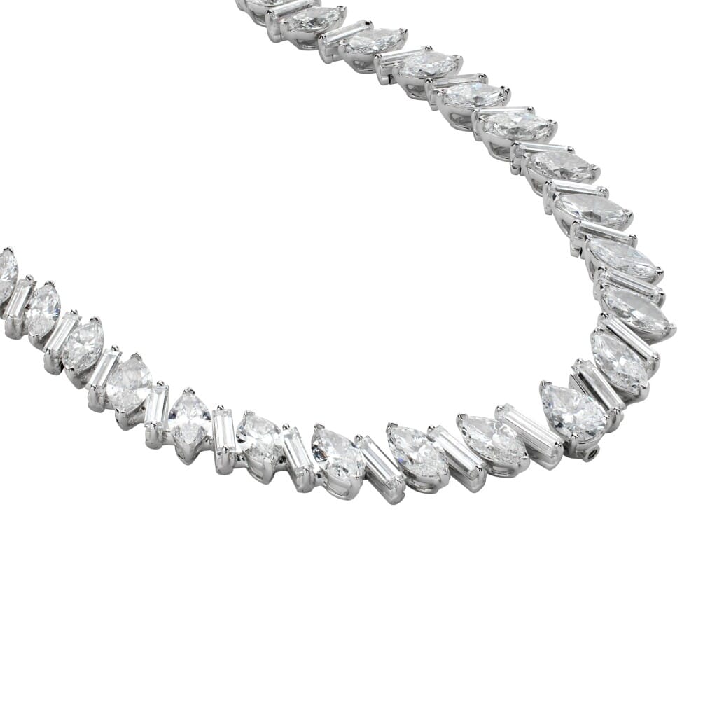 Platinum and 38.65ctw Fancy Cut Diamond Collar Necklace