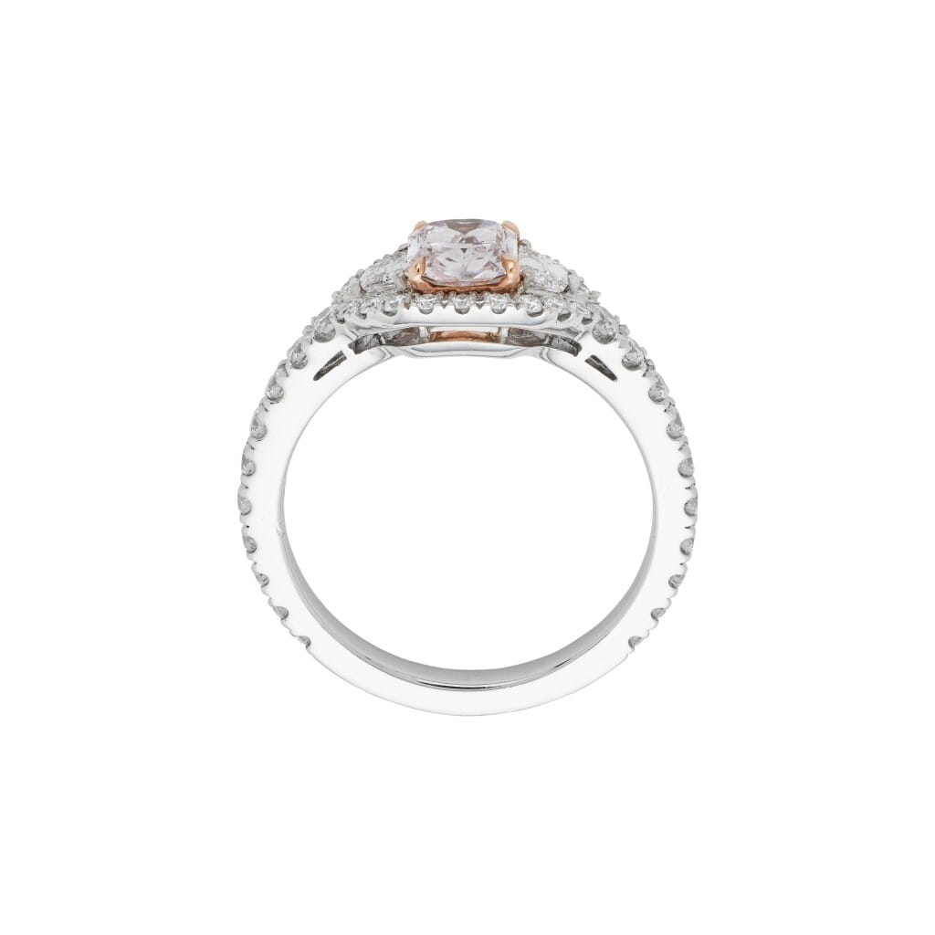 Platinum, Rose Gold, 0.75ct Radiant Cut Fancy Pink Diamond and Diamond Ring