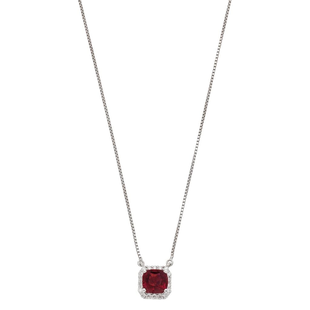 White Gold, 1.78ct Burmese Spinel and Diamond Pendant Necklace