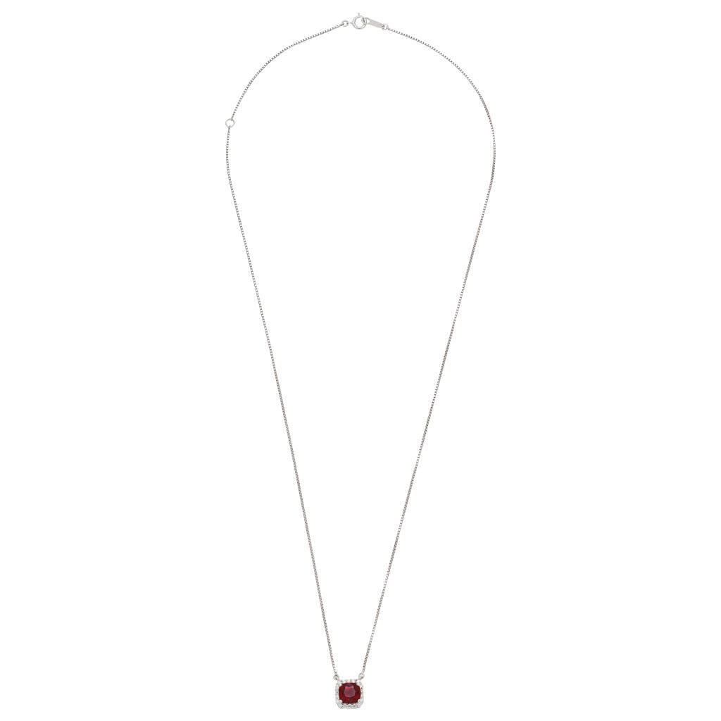 White Gold, 1.78ct Burmese Spinel and Diamond Pendant Necklace
