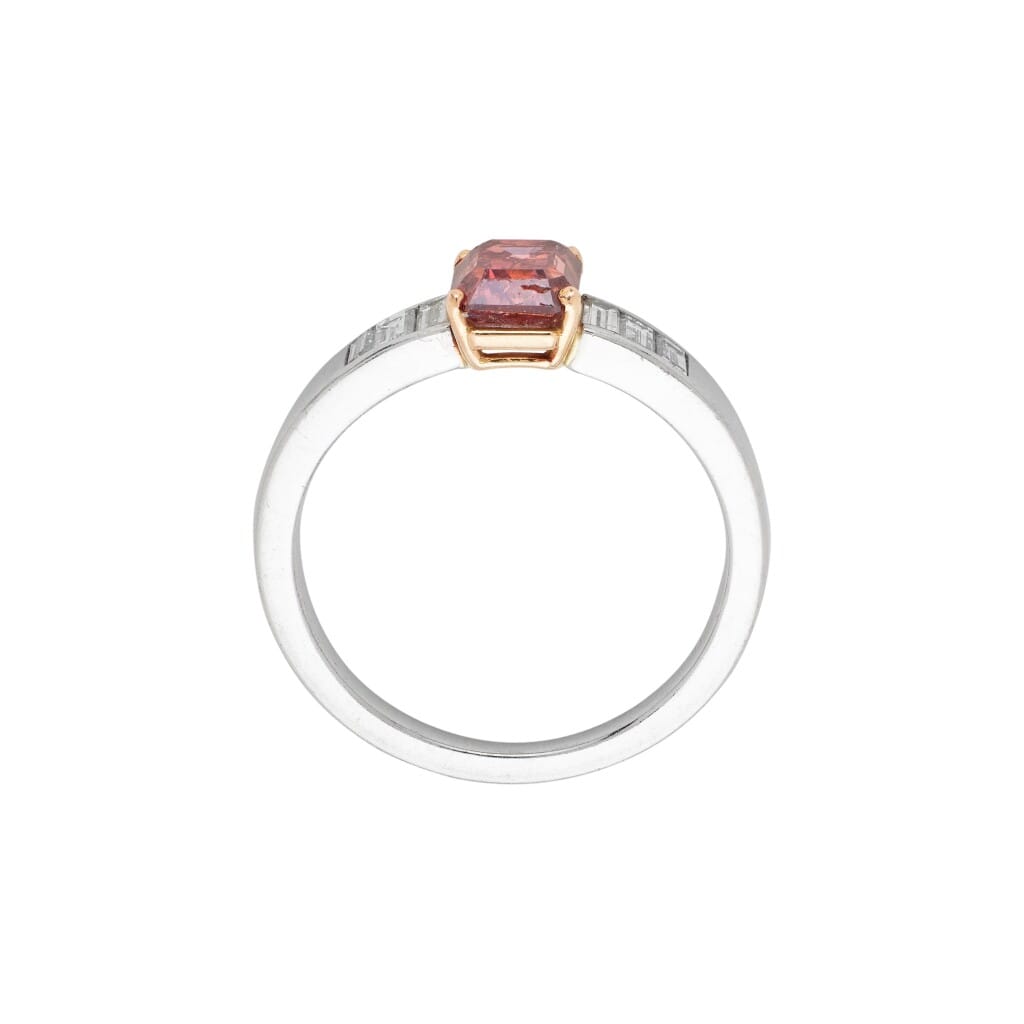 White Gold, 1.03ct Emerald Cut Fancy Deep Pink Diamond and Diamond Ring