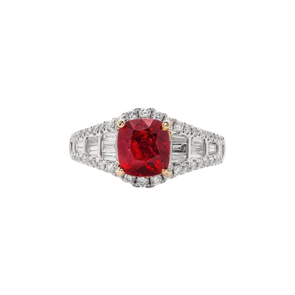 White Gold, 1.98ct Burmese Spinel and Diamond Ring