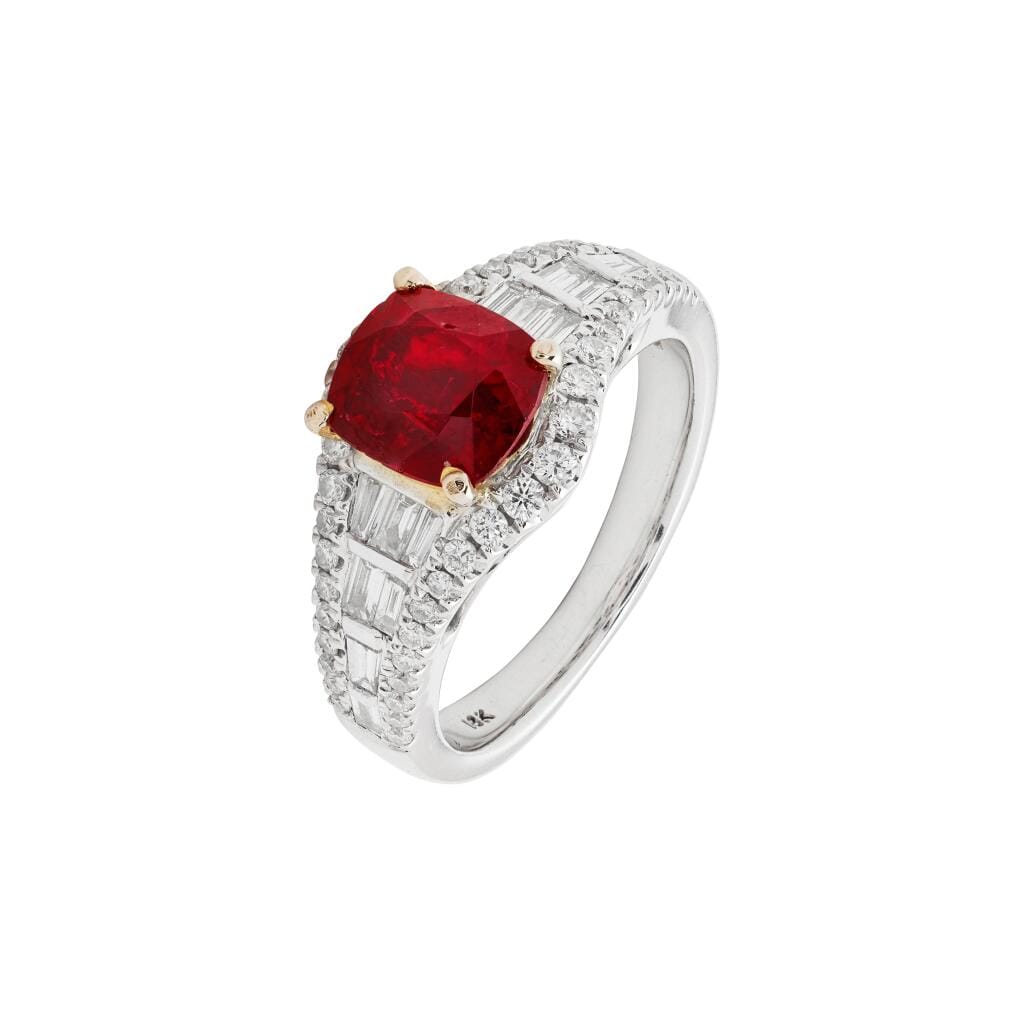 White Gold, 1.98ct Burmese Spinel and Diamond Ring