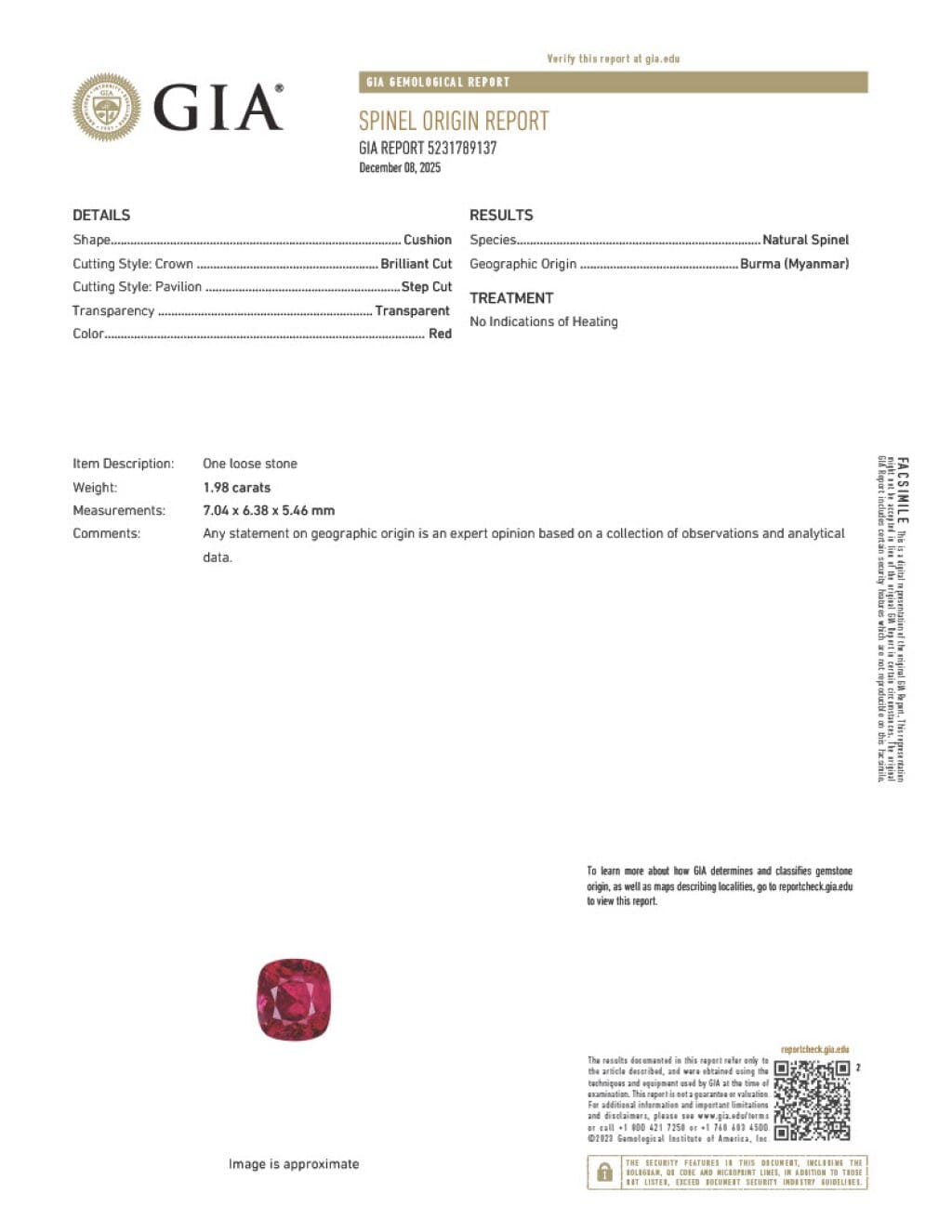 White Gold, 1.98ct Burmese Spinel and Diamond Ring