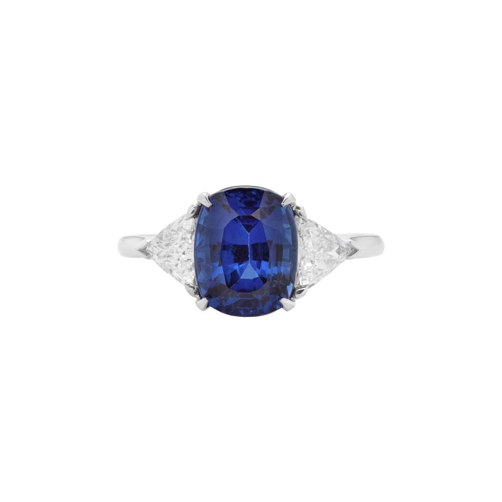 Platinum, 4.88ct Madagascar Sapphire and Diamond Ring