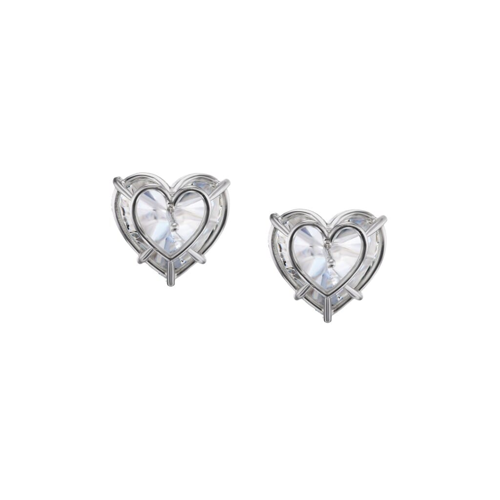 Platinum and 6.02ctw Heart Shape Diamond Stud Earrings