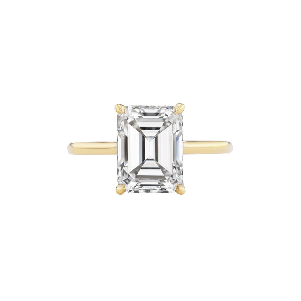 Gold and 3.05ct Emerald Cut Diamond Engagement Ring