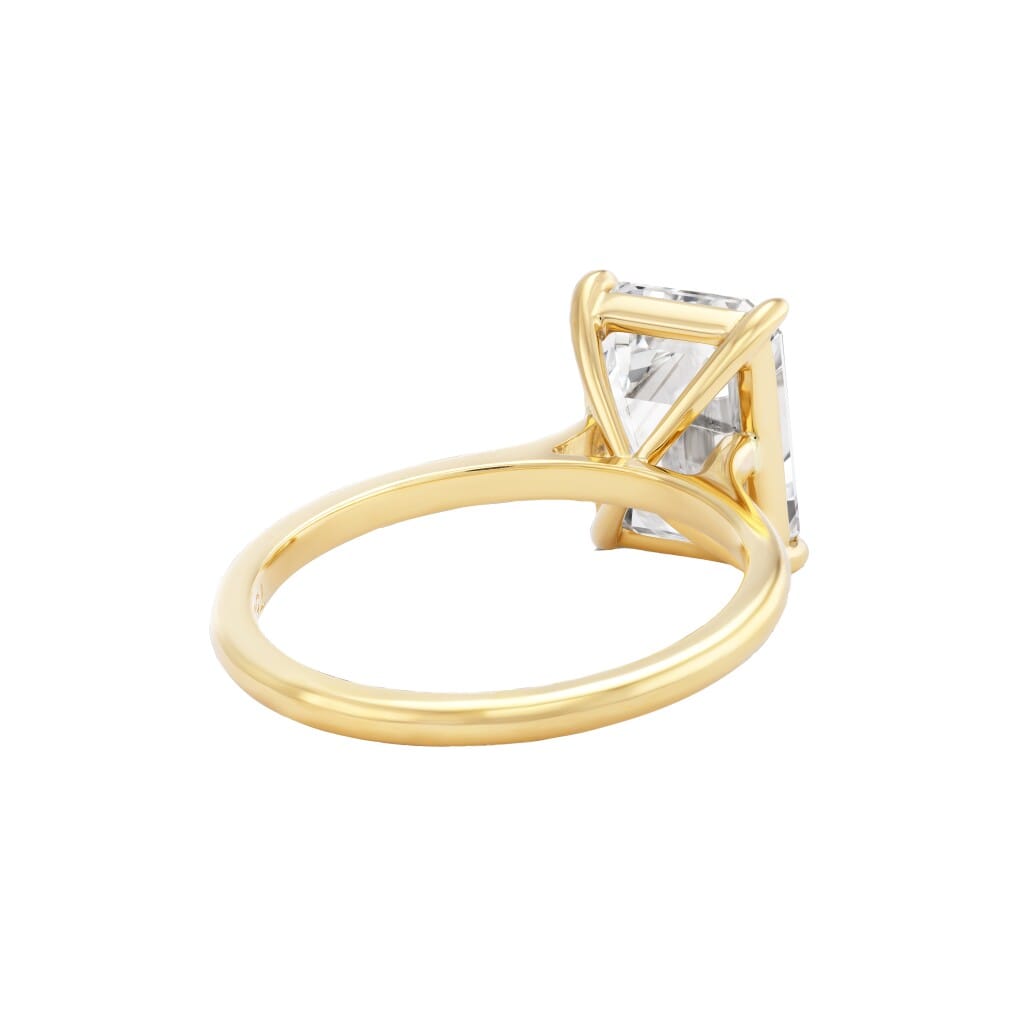 Gold and 3.05ct Emerald Cut Diamond Engagement Ring