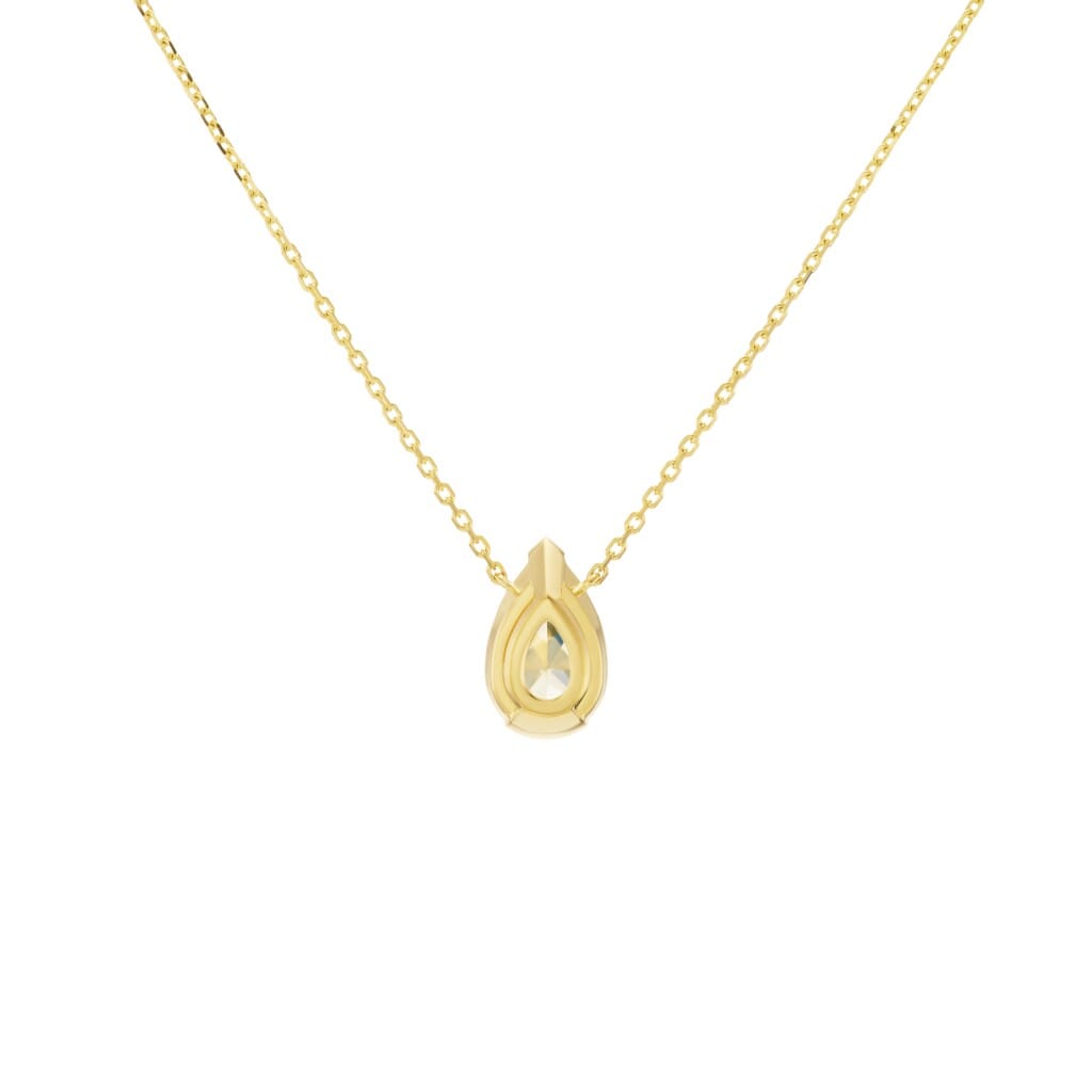 Gold and 4.10ct Pear Shape Fancy Light Yellow Diamond Pendant Necklace
