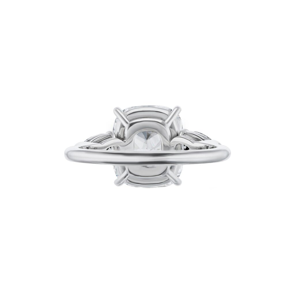 Platinum, 4.02ct Cushion Cut Diamond and Diamond Engagement Ring