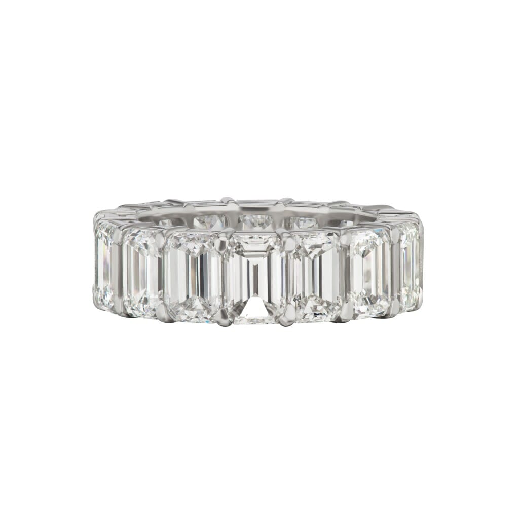 Platinum and 7.50ctw Emerald Cut Diamond Eternity Band Ring