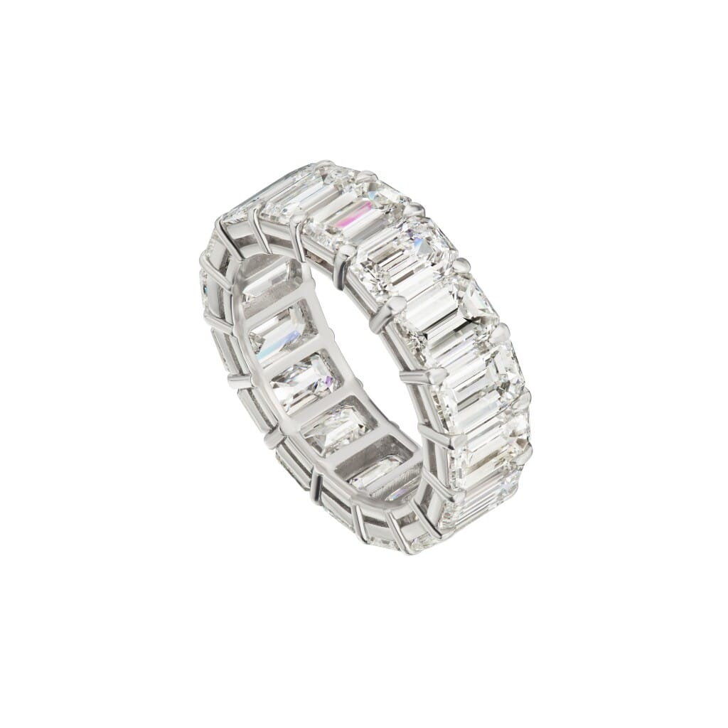 Platinum and 7.50ctw Emerald Cut Diamond Eternity Band Ring