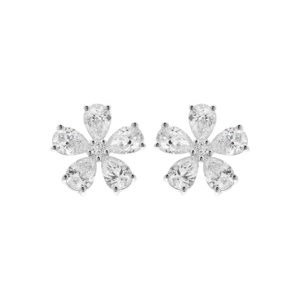 White Gold and 1.95ctw Diamond Floral Stud Earrings